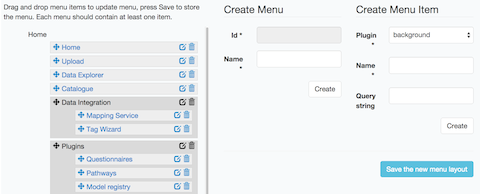 menu manager Menu manager screen