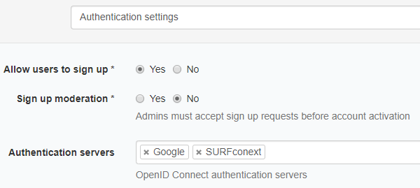 Single sign-on authentication settings Single sign-on authentication settings